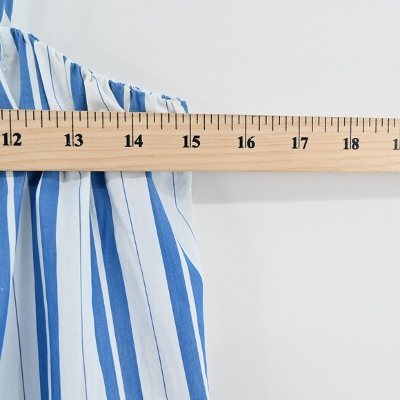 GANNI Blue Striped Midi Dress Size 8 / 10 Organic Cotton Nautical Coastal Summer - Picture 4 of 15